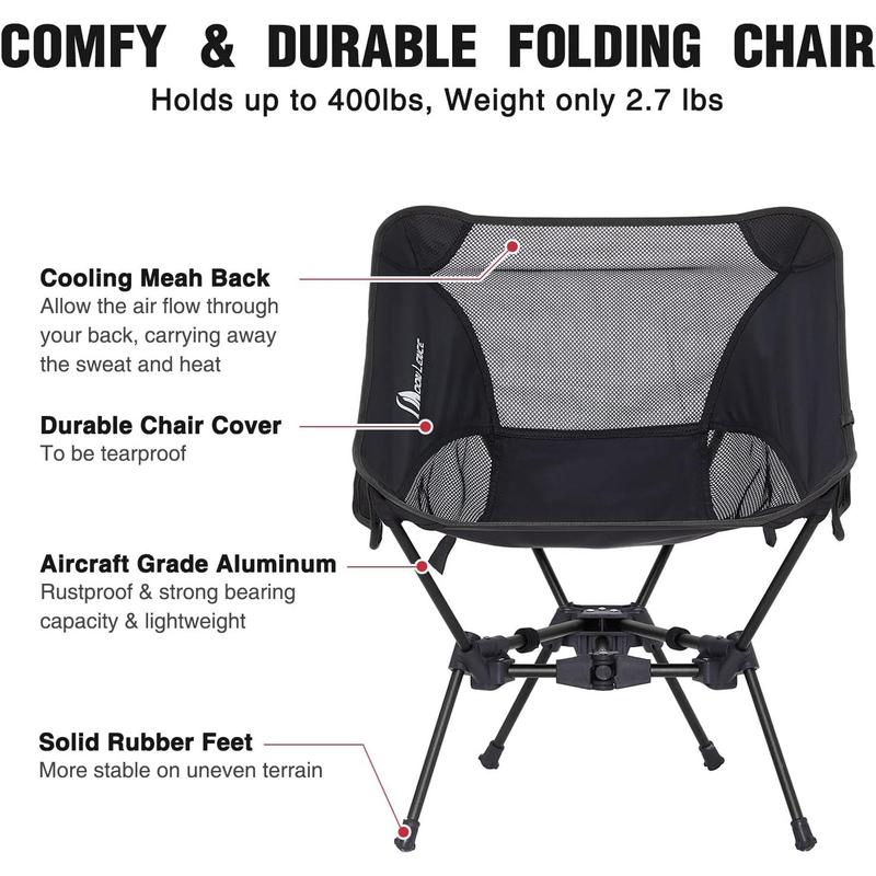 MOON LENCE Portable Camping Chair Backpacking Chair - The 4th Generation Ultralight Folding Chair - Compact, Lightweight Foldable Chairs for Hiking Mountaineering Beach camp chair