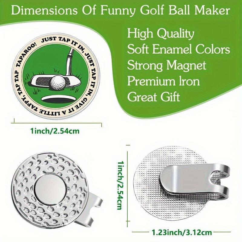 Golf Hat Clip with Magnetic Ball Marker, Durable Iron Construction, Easy To Attach, Embossed 'Just Tap It In' Slogan Design for Golfers