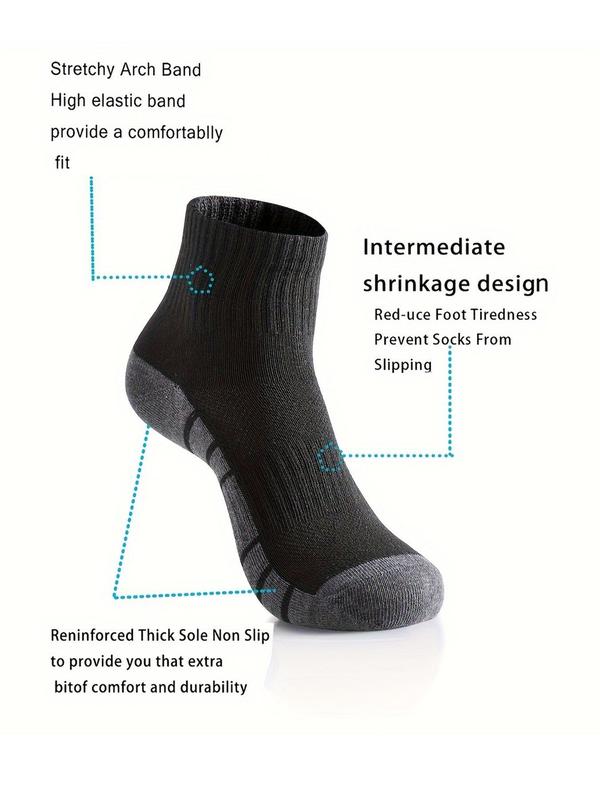 Men's Colorblock Athletic Quarter Crew Socks, Breathable Comfortable Sports Socks for Running Jogging, Athletic Socks for Men