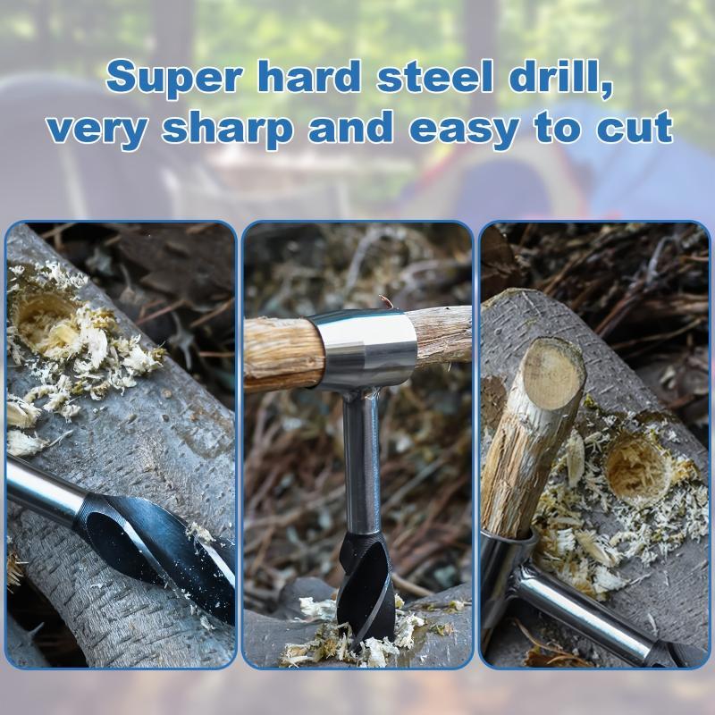 Stainless Steel Hand Drill, High-strength Hand Drill for Outdoors, Multi-functional Camping Puncher and Wood Peg, Outdoor Camping Tool