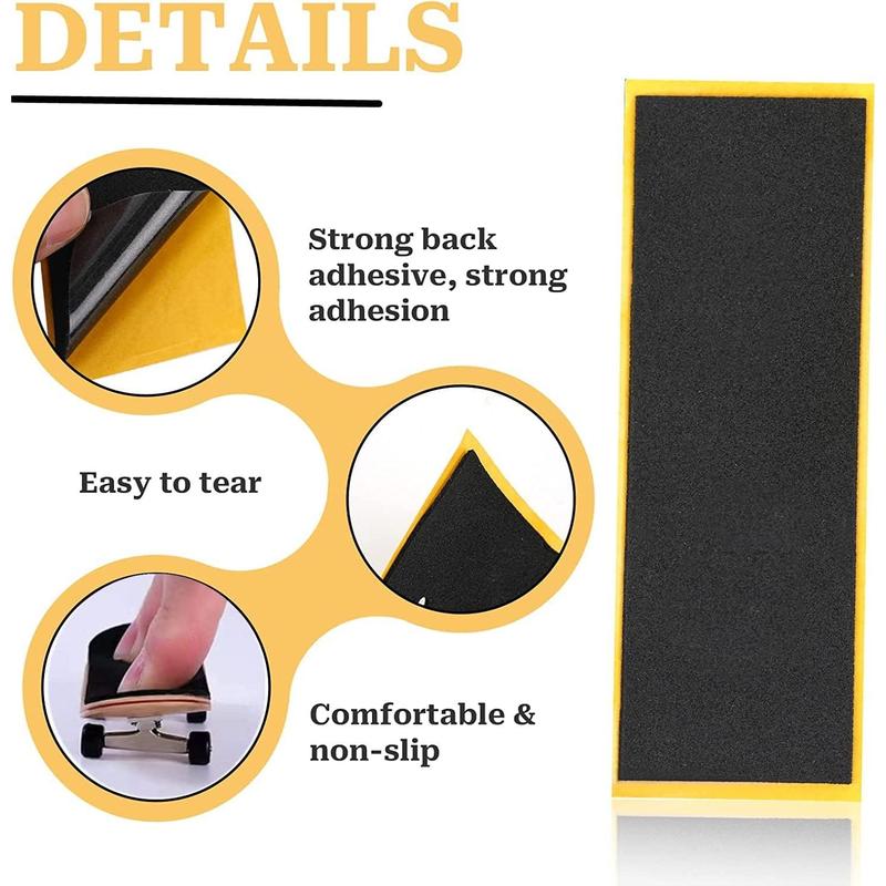 15Pcs Fingerboard Foam Grip Tape, Quality Wooden Board Strong Adhesive Foam Anti Slip Stickers Black Mini Skateboard Grips Tape 4.33x1.5inch (Black 15Pcs)