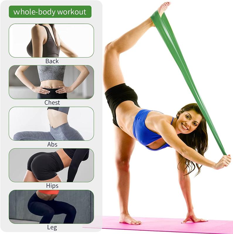 Resistance Band Set, 5 Latex Exercise Bands with 5 Resistance Levels, Skin Friendly Elastic Bands for Home Exercise, Physical Therapy, Strength Training, Yoga