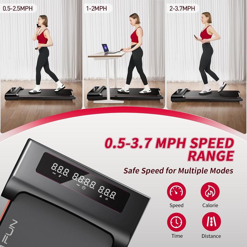 RHYTHM FUN Walking Pad Under Desk Treadmill with Remote Control Flat Portable Treadmill Quiet with 3 Window LED Display Suitable for Home and Office Use (5 Year Warranty)