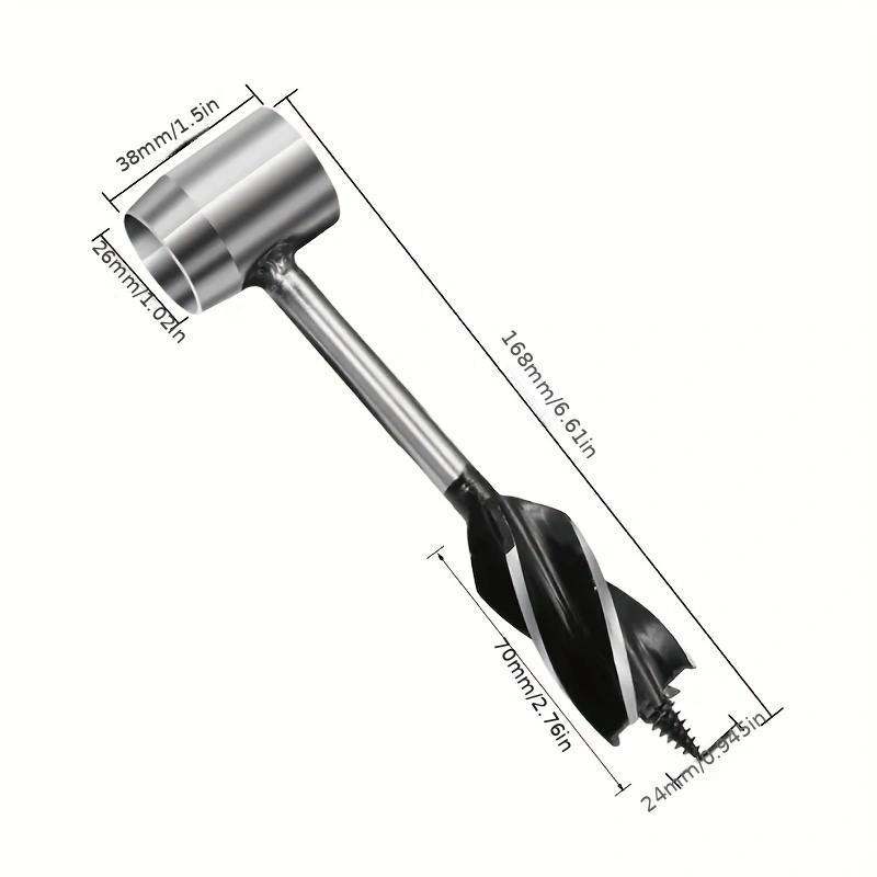 Survival Wrench with PU Leather Storage Bag, Manual Wood Auger Wrench, Scotch Eye Wood Auger Drill Bit, Multifunctional Hand Survival Punch Tool