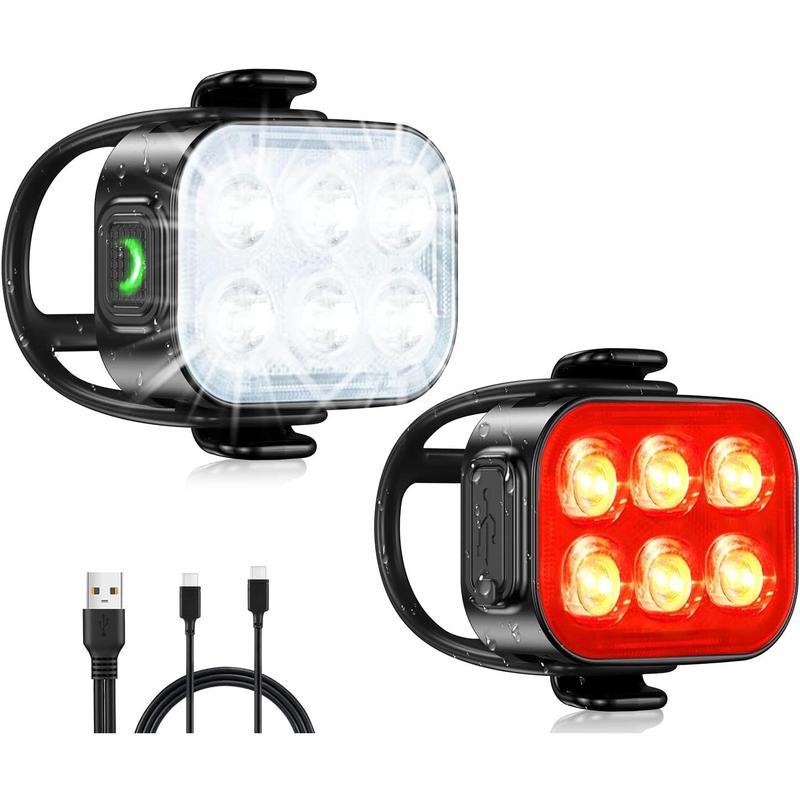 Bike Lights for Night Riding, USB Rechargeable Bike Lights Front and Back, Waterproof IP65 Bicycle Light, 4+6 Modes Bike Headlight and Tail Light Set,1.5 Hrs Fast Charging, Easy to Install