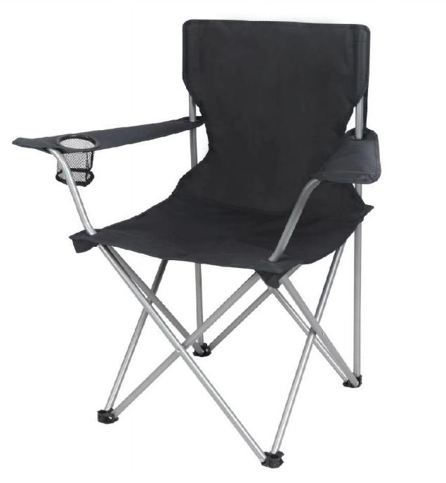 Adult Basic Quad Folding Camp Chair with Cup Holder, Black