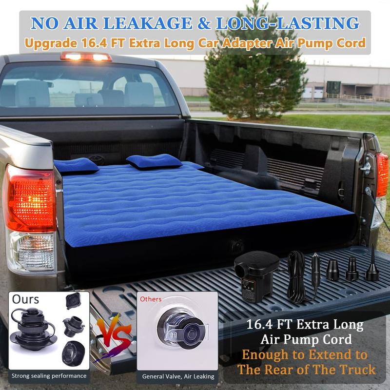 [SAYGOGO] Inflatable Camping Pickup Truck Bed Air Mattress - for 5.5-5.8Ft Full-Size Short Truck Beds With 16.4FT Air Pump Truck Camping Tent Travel