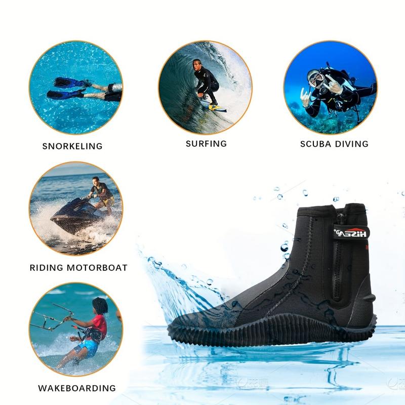 HISEA Premium Neoprene Diving Boots 5mm Water Shoes Swimming Shoes Fishing Shoes Wetsuit Ankle Boots Side Zipper With Non-slip Rubber Sole