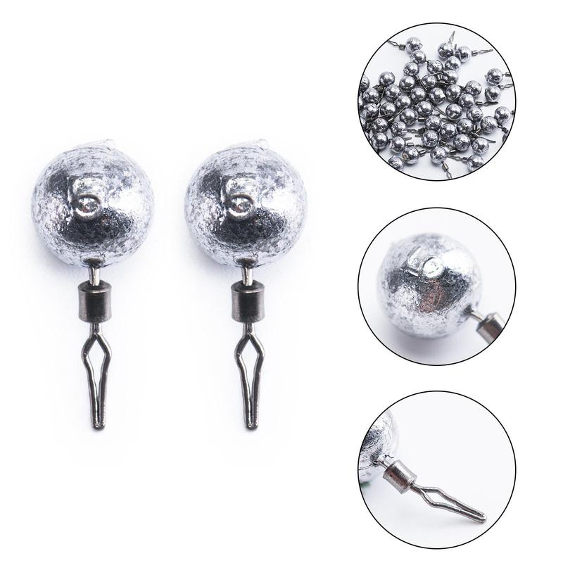 50pcs Fishing Spherical Drop Shot Weights Lead Skinny Sinkers with Barrel Swivels for Freshwater & Saltwater, Fishing Accessories, Flyfishing, Solocamping, picnicaesthetic