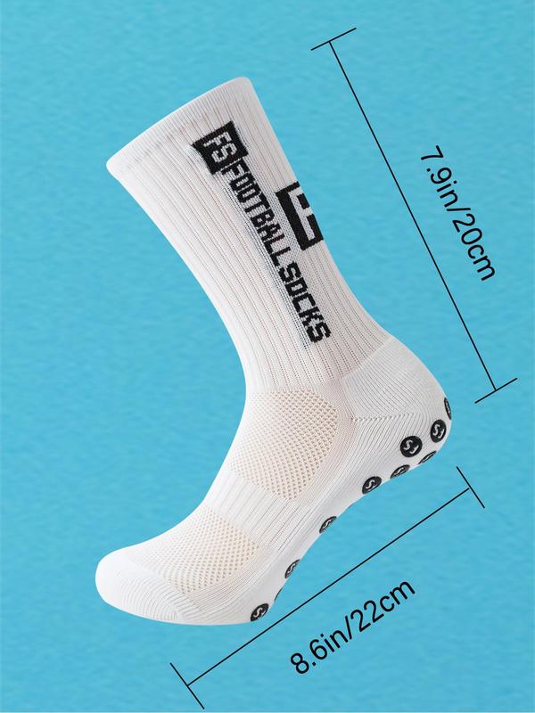 Men's Letter Print Athletic Socks, Anti Slip Non-slip Gripper Pads for Football Basketball Sports with Grippe,  Pads for Football Basketball Sports Grip Socks