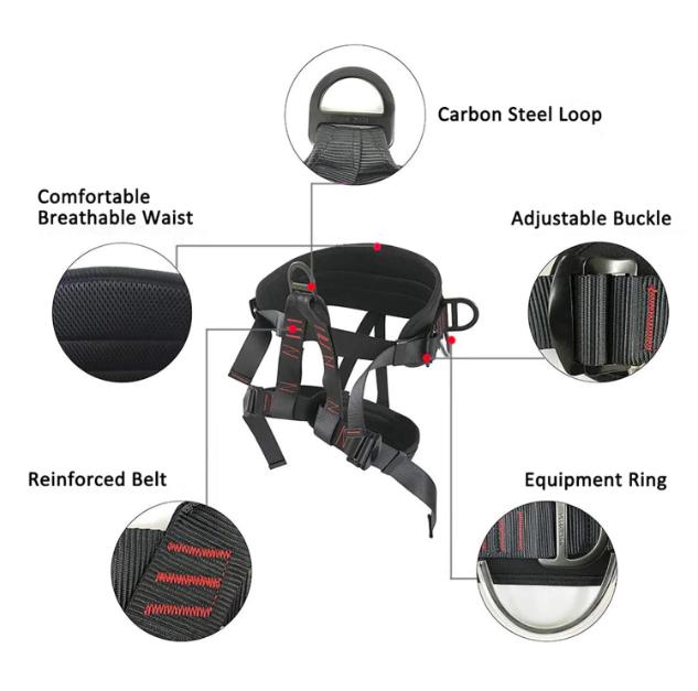 Climbing Harness Adjustable Thickness Half Body Harnesses for Fire Rescuing Caving Rock Climbing Rappelling Tree Protect Waist Safety Belts