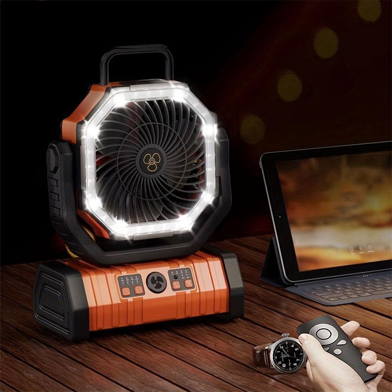 Portable 10000mAh Camping Fan with LED Lights, High Brightness Tent Light with Remote Control & Timing Function, Protable Fan, 4 Wind Speeds Fan for Outdoor Hiking Fishing