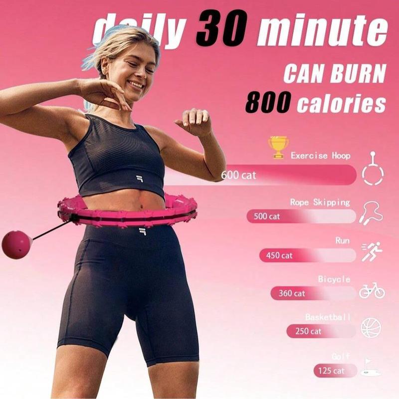 Infinity Weighted Fitness Hoop, 1 Count Smart Hula Circle Hoops with 24 28 Detachable Knots, Adjustable Waist Ring with Auto-spinning Ball