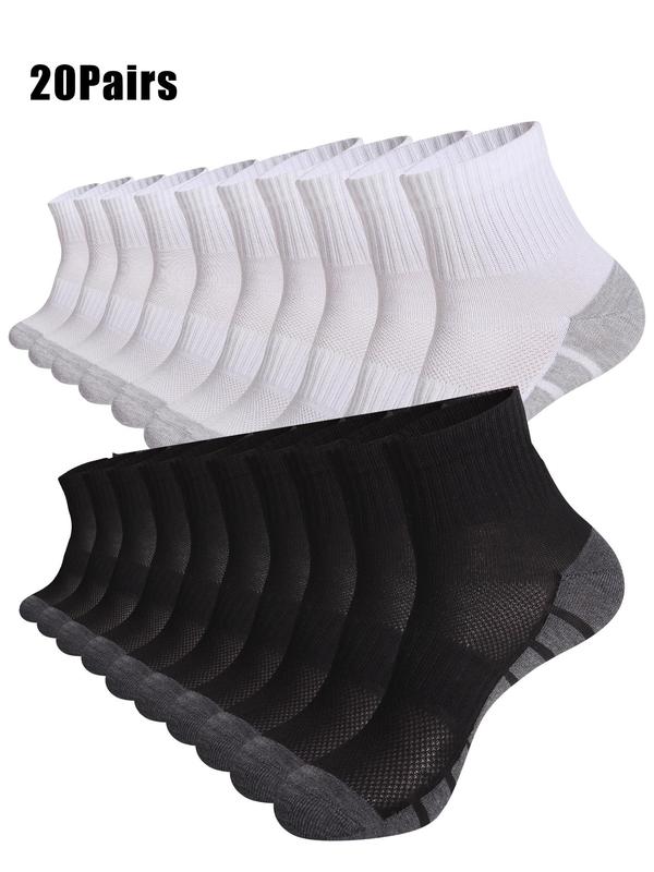 Men's Colorblock Athletic Quarter Crew Socks, Breathable Comfortable Sports Socks for Running Jogging, Athletic Socks for Men