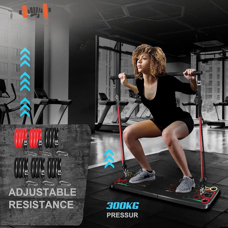 Push Up Board with Sit up Stand. Multifunctional Push Up Board with Resistance Bands, portable exercise equipment, Strength  Equipment, Push Up Handles for  Pushups, Home Fitness for Men