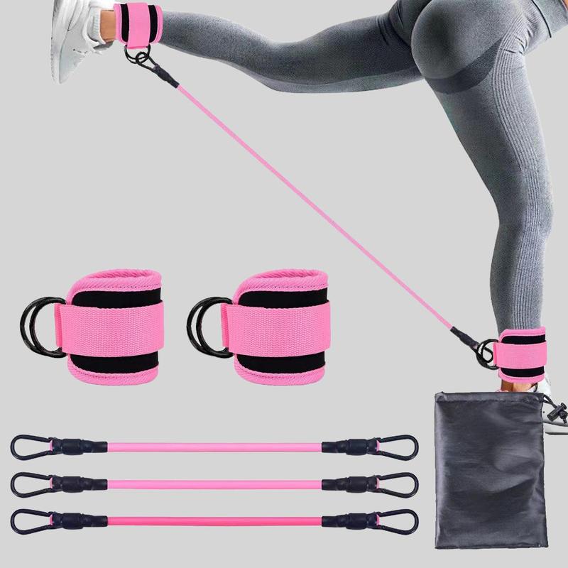 Ankle Resistance Band Set, Including 3 Counts Ankle Resistance Bands & 2 Counts Ankle Strap & 1 Count Carry Bag, Summer Ankle Stretching Band Set for Leg Butt Training, Leg & Hip Training Workout Equipment for Home Gym, Workout Equipment