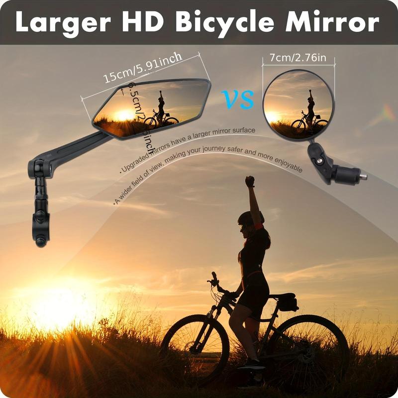 Christmas Bike Handlebar Rearview Mirror, 2 Counts set 360° Rotatable Wide Angle Rear View Mirror, Universal Fit for Bicycle, E-bike, Scooter, and Snowbike