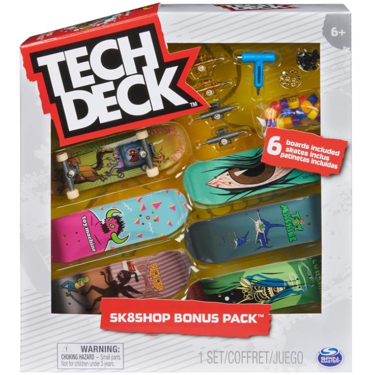 TECH DECK, Toy Machine Sk8shop Fingerboard Bonus Pack, Collectible and Customizable Mini Skateboards, Kids Toys for Ages 6 and up