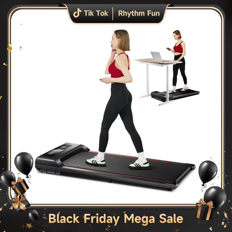 RHYTHM FUN Walking Pad Under Desk Treadmill with Remote Control Flat Portable Treadmill Quiet with 3 Window LED Display Suitable for Home and Office Use (5 Year Warranty)