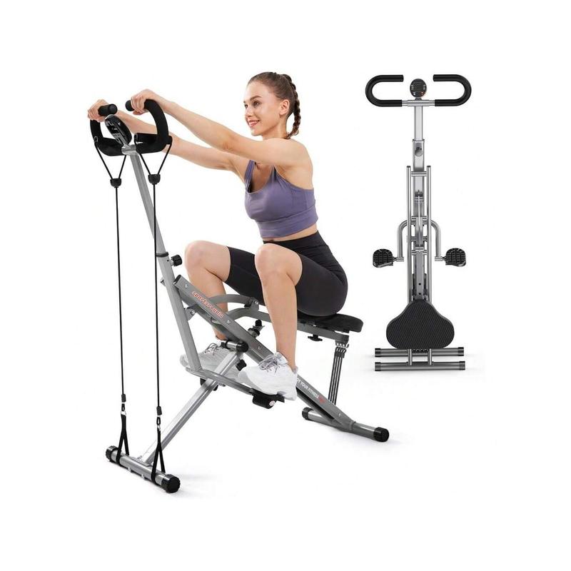 sportsroyals Sportsroyals Gray Squat Machine For Home,Rodeo Core Exercise Machine,330lbs Foldable,Adjustable 4 Resistance Bands,Ride & Rowing Machine For Botty Glutes Butt Thighs,Ab Back Leg Press Hip Thrust