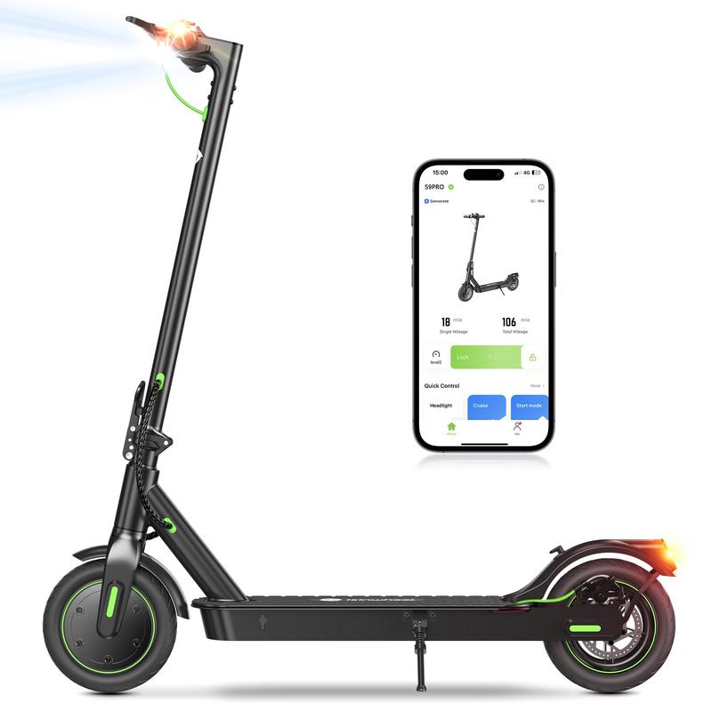  iswheel S9 Pro Portable Folding Electric Scooter - 19 Max Miles Range, 19 MPH Top Speed, 350W Motor, Cruise Control, Turn Signal, for Adults and Youth Commute