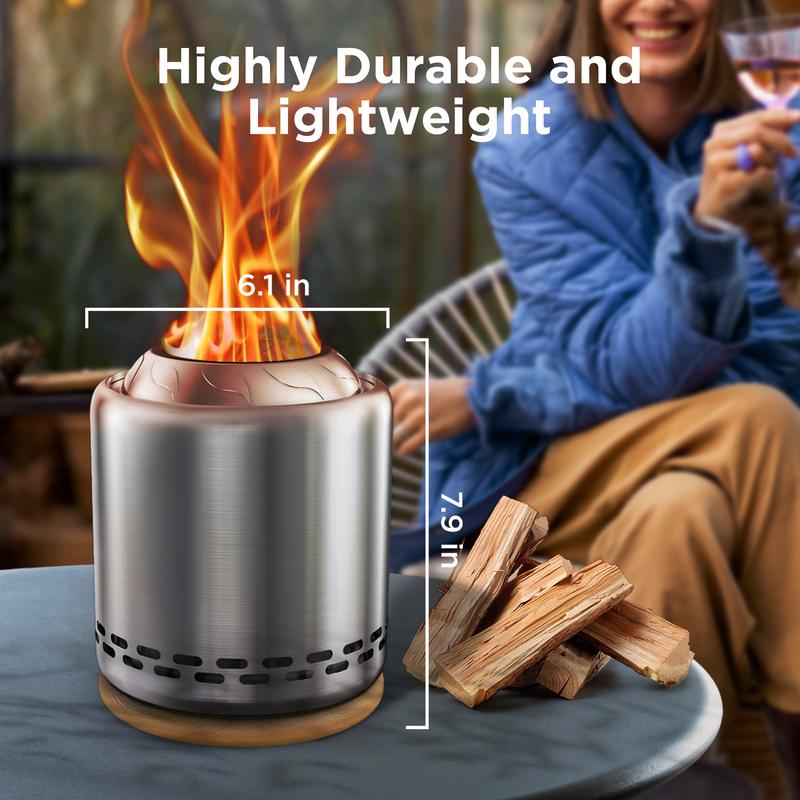 OGERY Stove Tabletop Fire Pit with Stand, Smokeless Stainless Steel Portable Fire Pit for Camping, Outdoor & Patio - Wood Burning Pellet Fueled