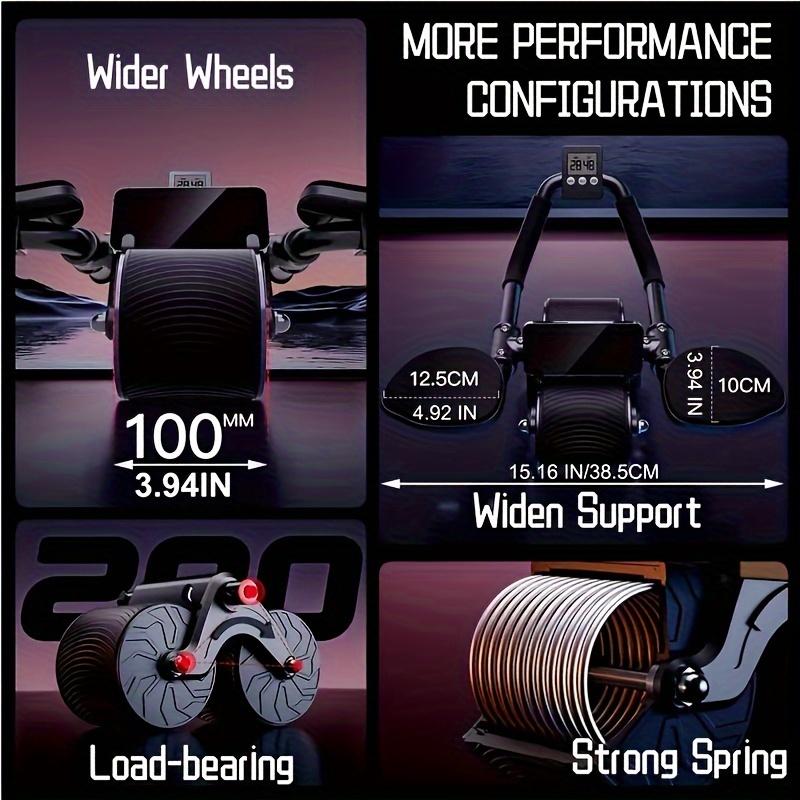 Ultimate Abdominal Trainer - Multifunctional Ab Roller Wheel Set With Non-Slip Foam Handles, Automatic Rebound, Sweat-Resistant Elbow Pads, Digital Timer, And Knee Mat For Effective Core Workout And Home Gym Exercise