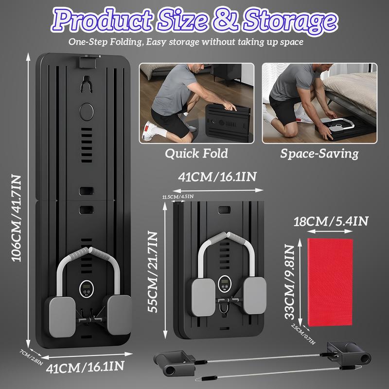 Multi-functional Ab Exercise Board, Kneeling Pad and Timer, Foldable Home Pilates Reformer, Abs Workout Equipment for Abdominal & Core Strength Training - Home Exercise Walking Pad(Black)