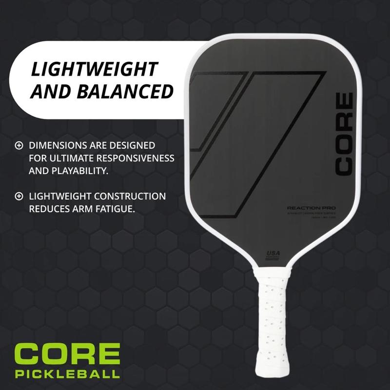 CORE Reaction Pro Pickleball Paddle | T700 Carbon Fiber Surface | MX-1000 | 16mm Thickness