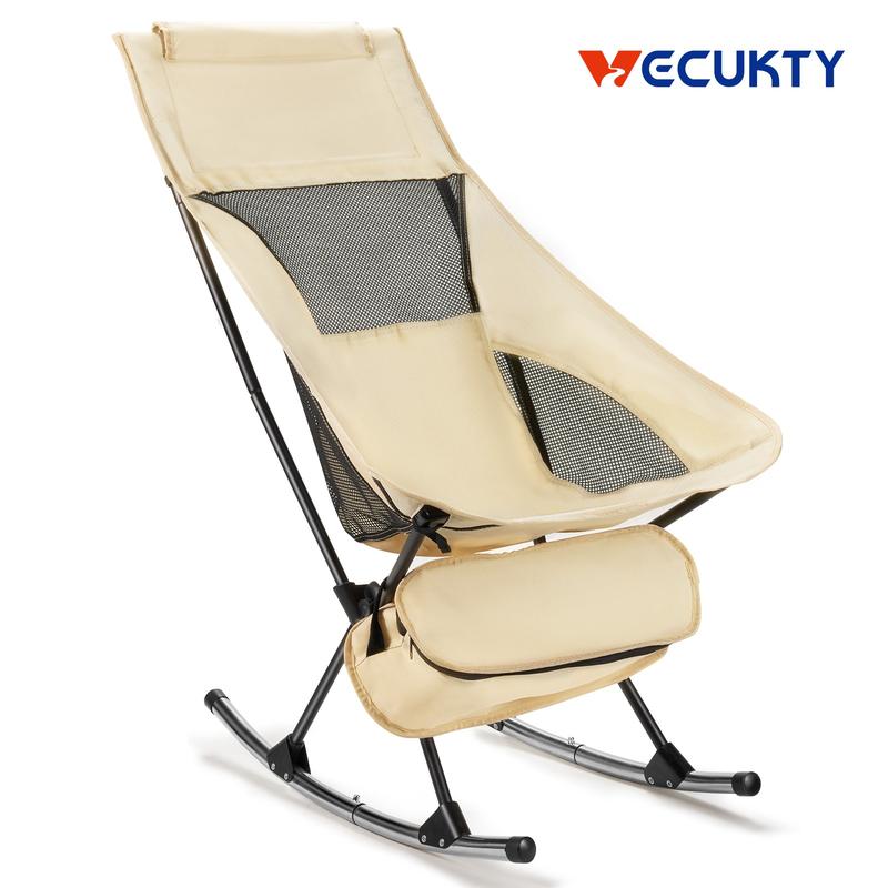 Camping Chair, Vecukty High Back Rocking Chair 165 lbs Capacity, Compact Outdoor Portable Folding Rocker Chair for Camping Hiking Gardening Travel Beach Picnic, camp chair