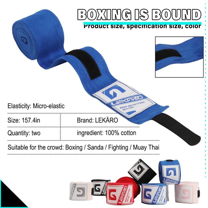 LEKÄRO Elastic Cotton Boxing Hand Wraps for Muay Thai MMA Training for Men & Women speed punch machine 200 boxing gloves danger equipment