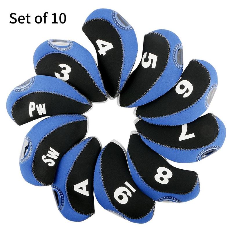 10pcs Golf Club Head Cover Set, Golf Club Dust-proof Protective Covers, Professional Golf Accessories For Enthusiasts