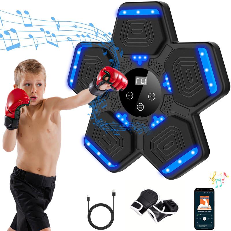 2024 Music Boxing Machine with Boxing Gloves, Smart Bluetooth Boxing Machine with LED Electronic Wall Mounted, Music Boxing Target Workout Punching Equipment for Home(Upgrade) Parent-Child Games TOYS