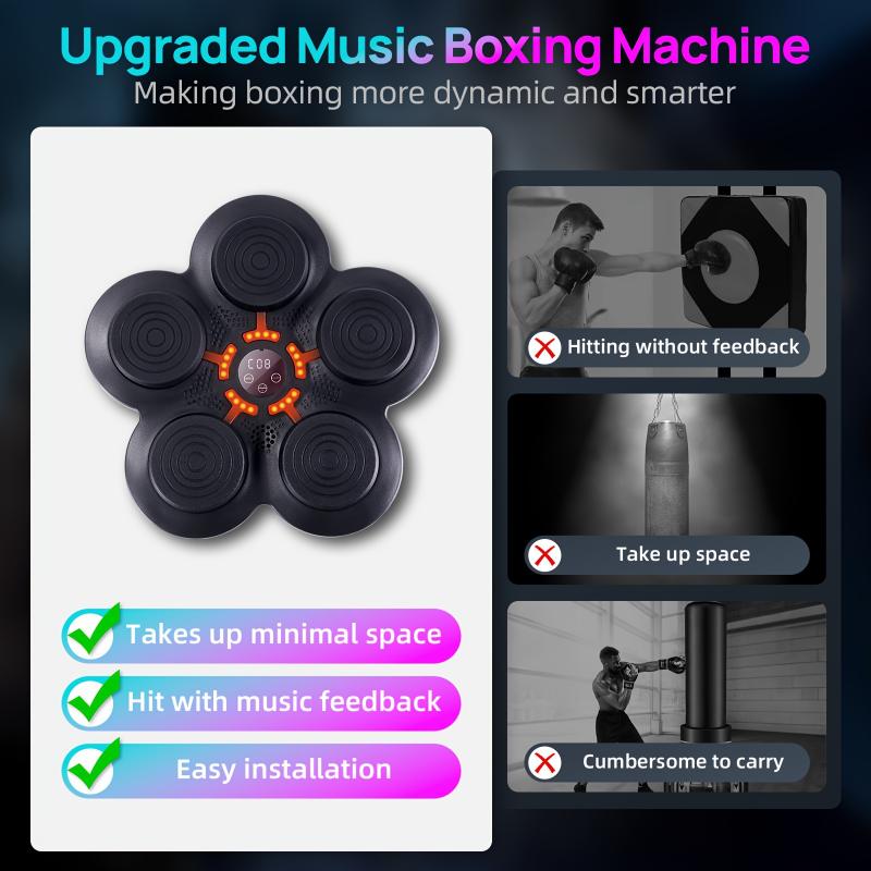 2024 New Music Boxing Machine For Adults And Kids, Electronic Boxing Trainer With Gloves, Model Boxing Machine Wall Mounted Music With LED Electronic For Home Indoor Workout Equipment