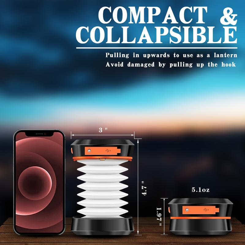 Solar Lantern Camping, Collapsible Solar Camping Light Rechargable,LED Portable USB Solar Lamp IP54 Waterproof Lights for Backpacking Gear,Emergency Charger for Power Outage(2PACK)