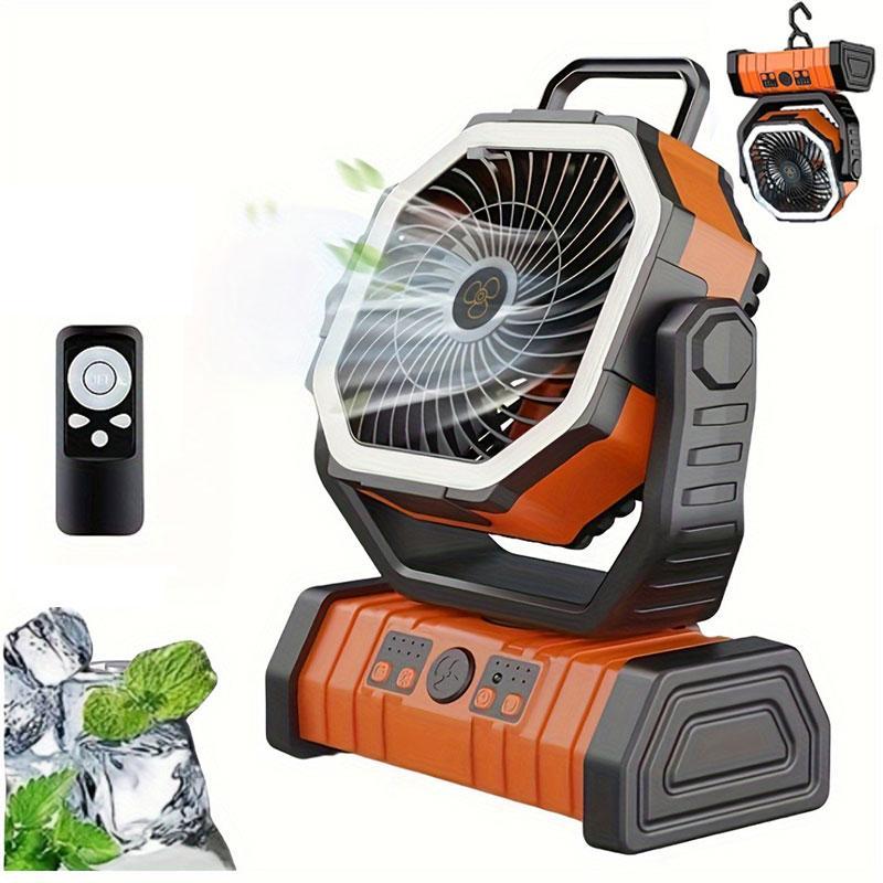 Portable 10000mAh Camping Fan with LED Lights, High Brightness Tent Light with Remote Control & Timing Function, Protable Fan, 4 Wind Speeds Fan for Outdoor Hiking Fishing