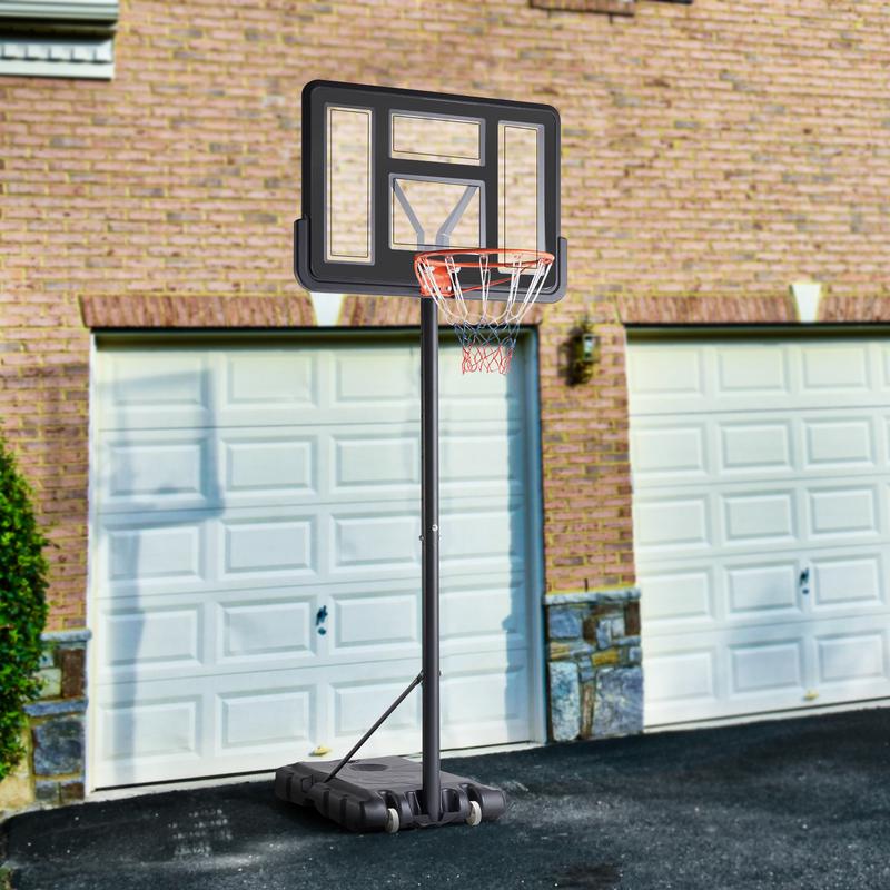 Sweet Furniture S - Basketball Hoop Outdoor 4.2-10ft Adjustable Height, Portable Basketball Hoop Goal Court System for People of All Ages 44 Inch Shatterproof Backboard, Shock Absorbent Rim, Fillable Base 2 Wheels