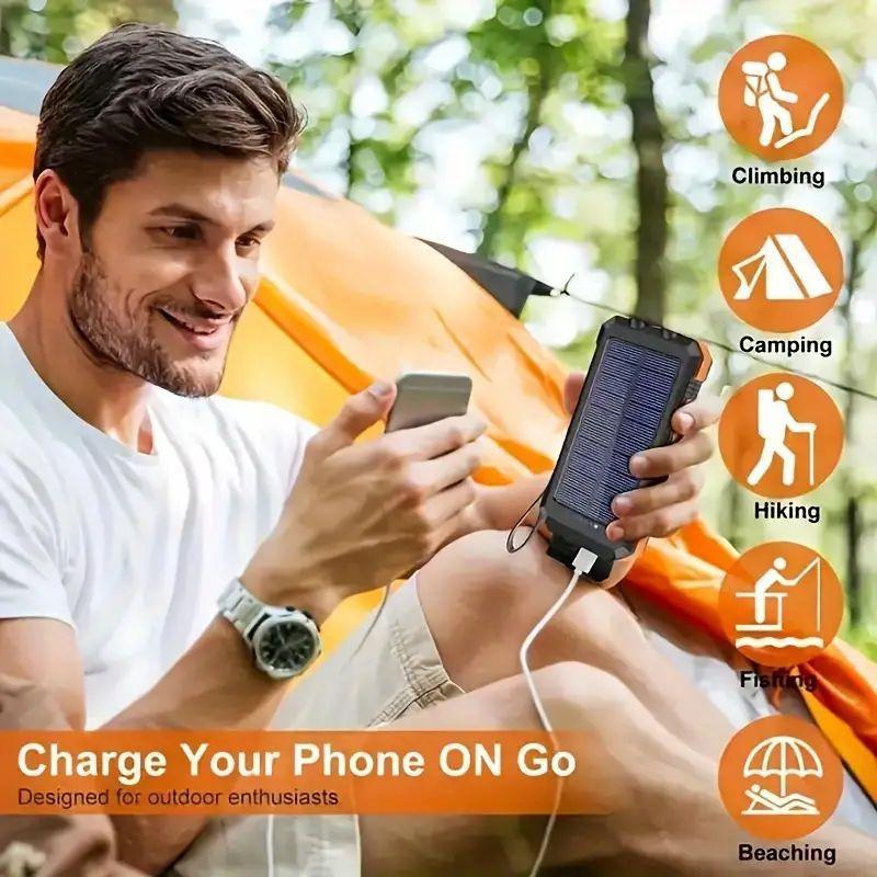 Solar Powered Phone Charger, Outdoor Camping Light, Waterproof LED Light for Hiking, Camping & Hiking Equipment