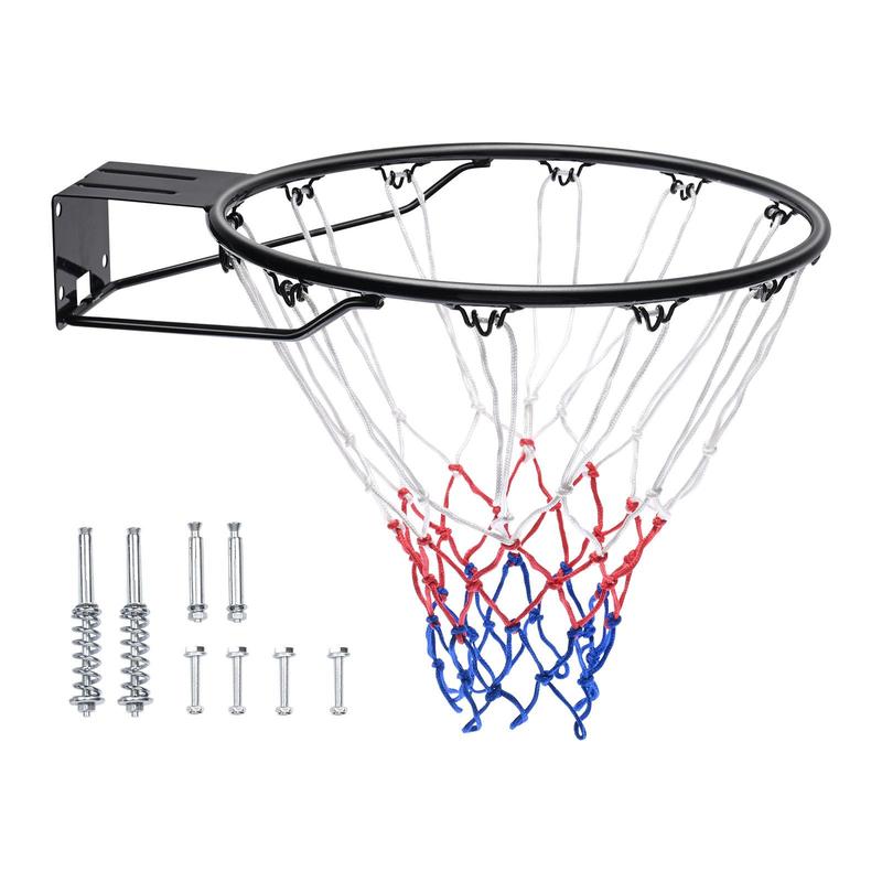 VEVOR Basketball Rim, Wall Door Mounted Basketball Hoop, Heavy Duty Q235 Basketball Flex Rim Goal Replacement with Net and Double Spring, Standard 18