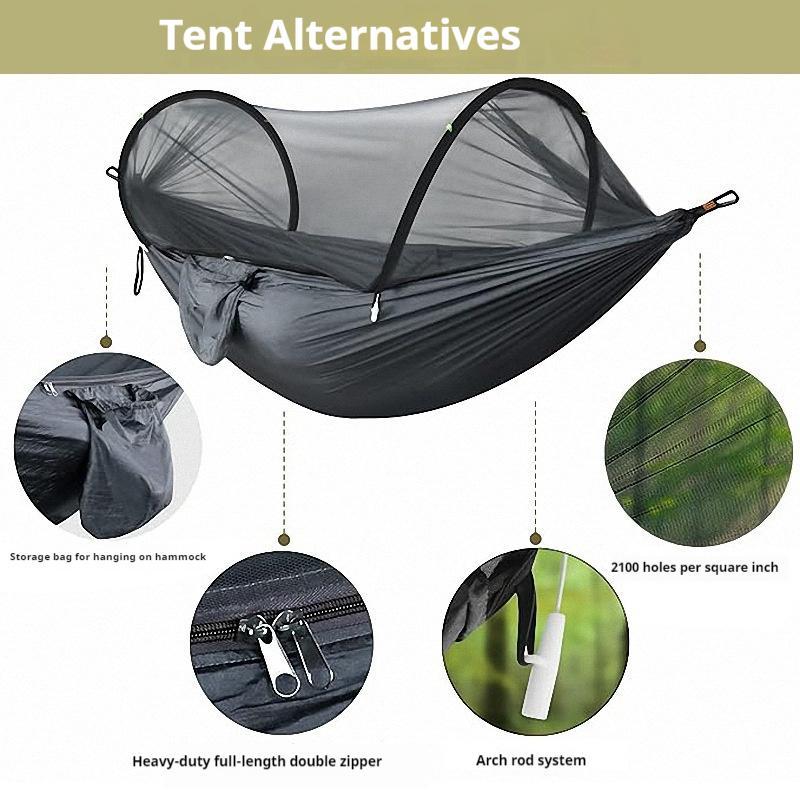 Automatic Quick Open Hammock with Mosquito Net, 1 Set Portable Hammock with Accessories, Outdoor Camping Hammock, Camping & Hiking Equipment