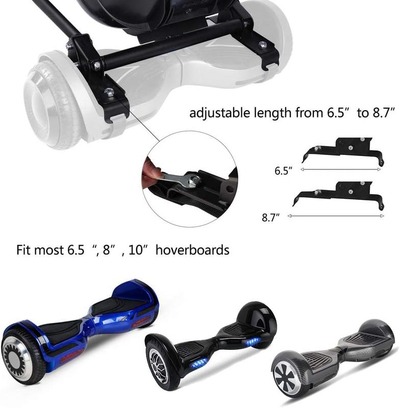 Hoverboard Seat Attachment Go-Kart Fits 6.5”  8”  10” Hoverboards, Hover Cart for Kids & Adults, Accessory for Self Balancing Scooter (hoverboard not included)