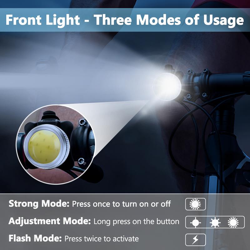2Pcs USB Rechargeable Bicycle lights Set,Waterproof Outdoor Bike Light,Mini LED Headlight Taillight Bicycle Front & Rear Safety Warning Bicycle Lamp Waterproof for Road Mountain Cycling,Night Riding,Camping,Running,Hiking,Walking Dogs Fishing Lamp