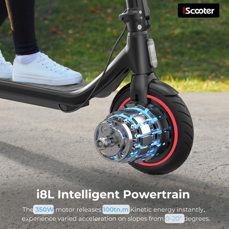 iScooter i8L Electric Scooter for Adults, 18 12 Miles Long Range,18 15.6 Mph Top Speed, Commuting Electric Scooter with Cruise Control, Double Braking Systems E Scooter for Adults and Teens