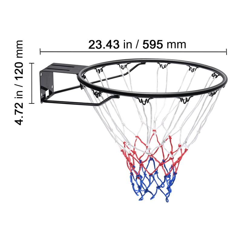 VEVOR Basketball Rim, Wall Door Mounted Basketball Hoop, Heavy Duty Q235 Basketball Flex Rim Goal Replacement with Net and Double Spring, Standard 18