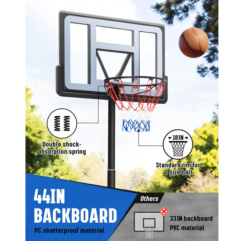 Basketball Hoop Outdoor 3.8-10ft Adjustable Height, 44inch Backboard, Swimming Pool Basketball Hoop & Goal for Kids Adults Indoor portable basketballhoop