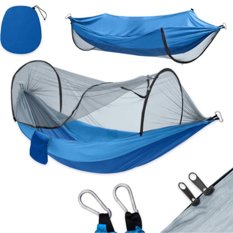 Automatic Quick Open Hammock with Mosquito Net, 1 Set Portable Hammock with Accessories, Outdoor Camping Hammock, Camping & Hiking Equipment