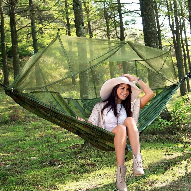 Automatic Quick Open Hammock with Mosquito Net, 1 Set Summer Outdoor Foldable Hammock, Hammock Hanging, Hammock Folding, Quick Open Outdoor Portable Hammock with Net, Parachute Hammock