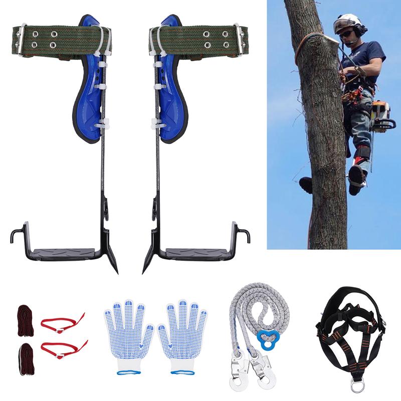 Adjustable Tree Climbing Spike Kit Spurs 2 Gears with Harness Climbing Glove