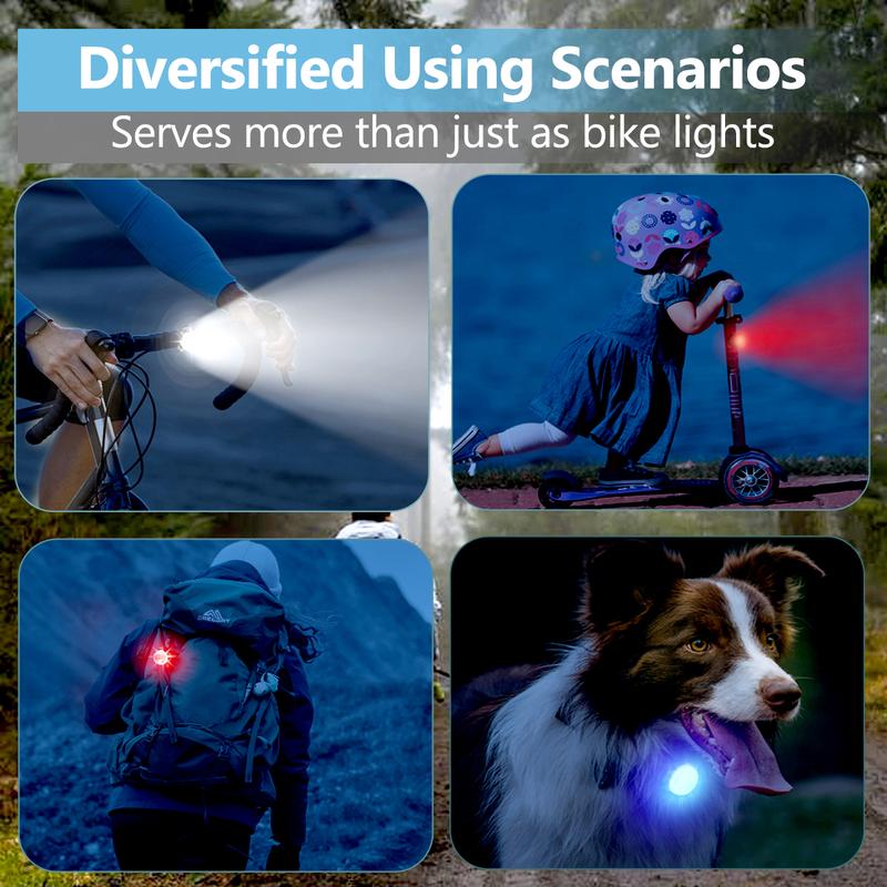 2Pcs USB Rechargeable Bicycle lights Set,Waterproof Outdoor Bike Light,Mini LED Headlight Taillight Bicycle Front & Rear Safety Warning Bicycle Lamp Waterproof for Road Mountain Cycling,Night Riding,Camping,Running,Hiking,Walking Dogs Fishing Lamp