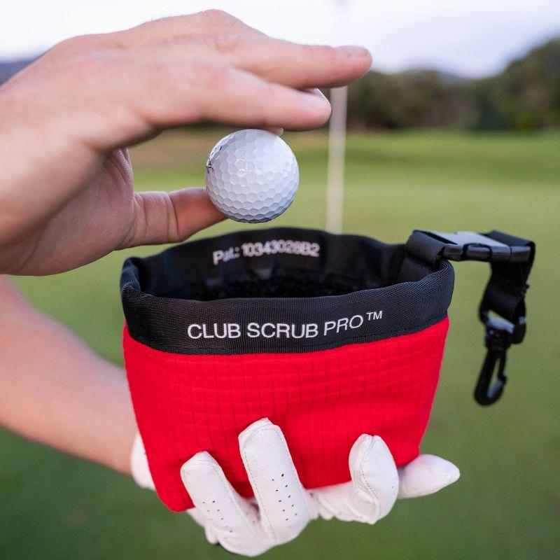 Red Pro Club Scrub - Golf Club and Golf Ball Cleaning Bag, Waterproof Clean Face Technology Liner, Detachable Clip, Machine Washable, Cleans Club Grooves, Dry Exterior (Neoprene or Microfiber Option Available) golf gift